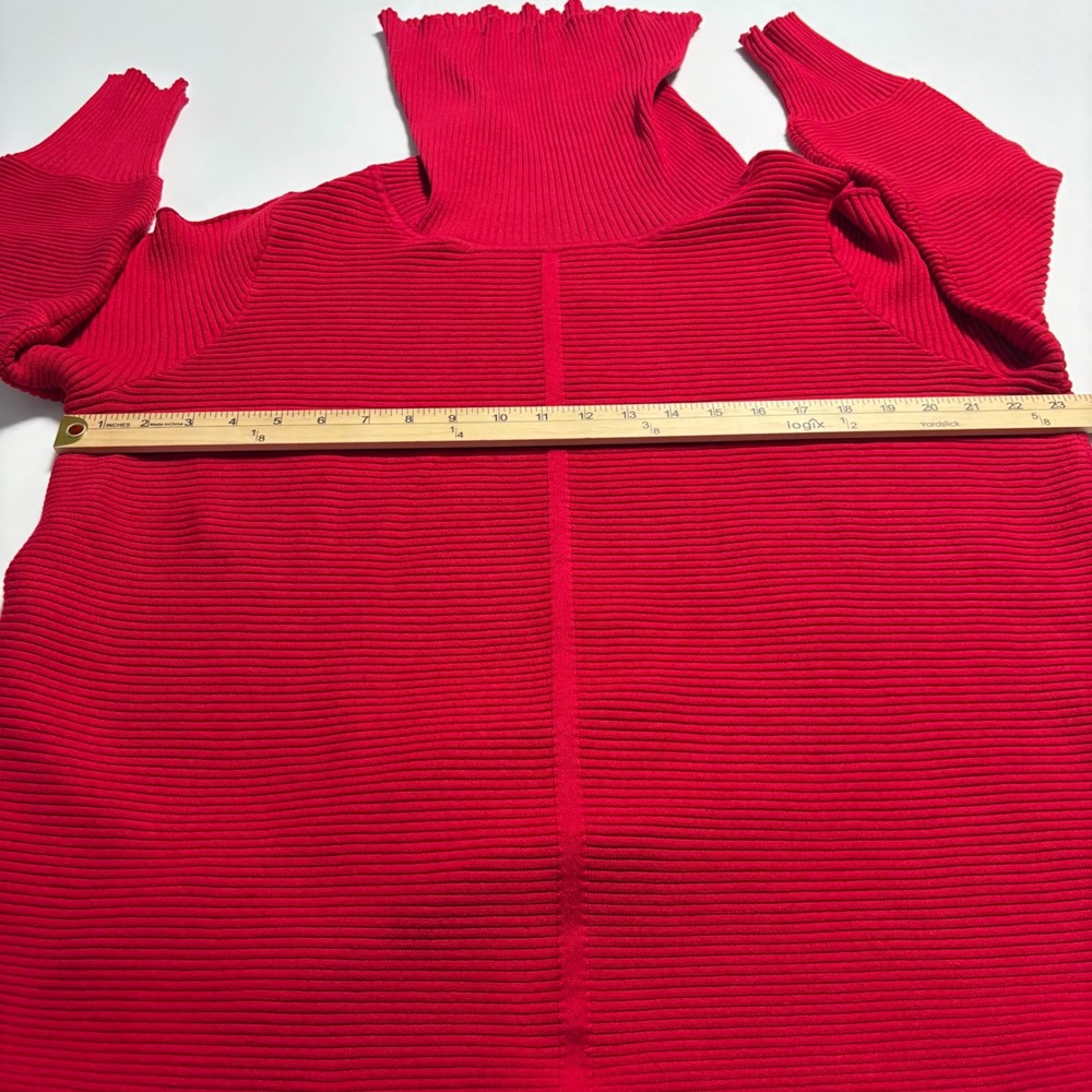 Cyrus Womens Size 1X Red Cowl Neck Ribbed Knit Sweater Pullover Winter Holiday - Picture 6 of 8